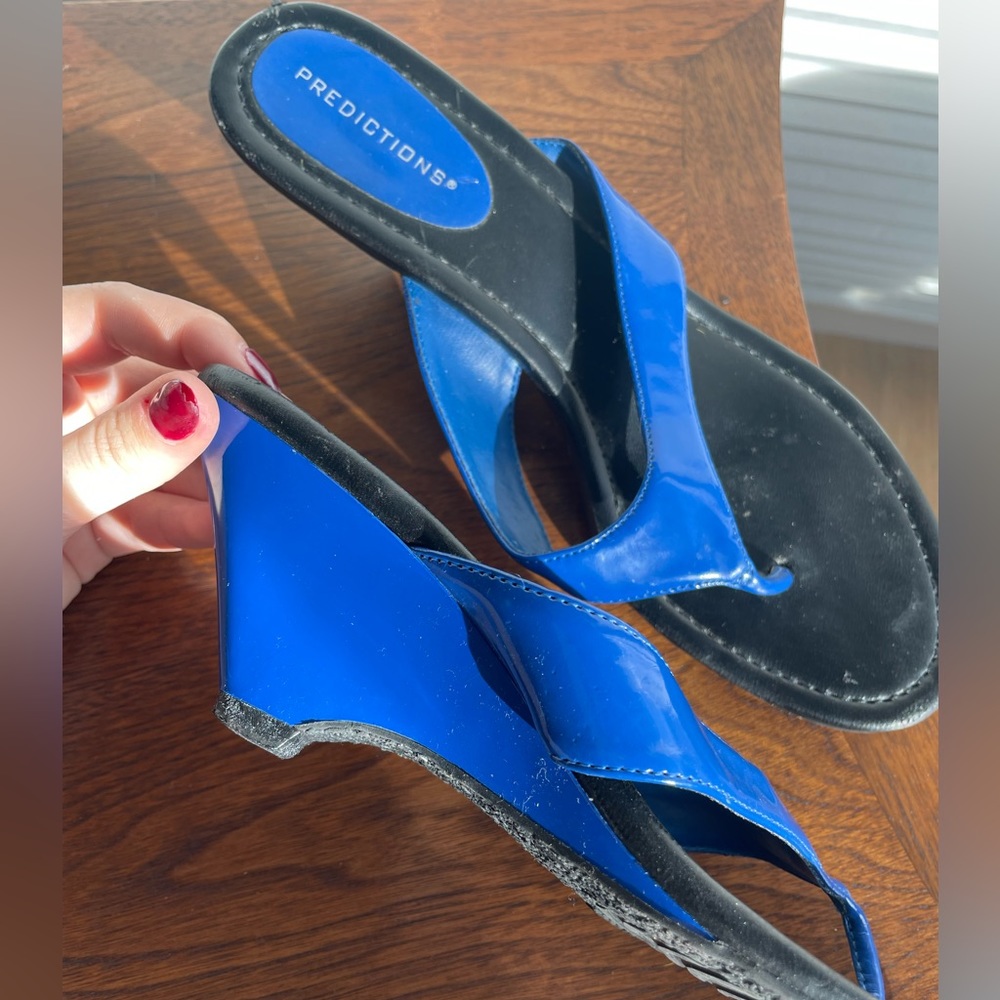 Bright Blue Wedge Sandals